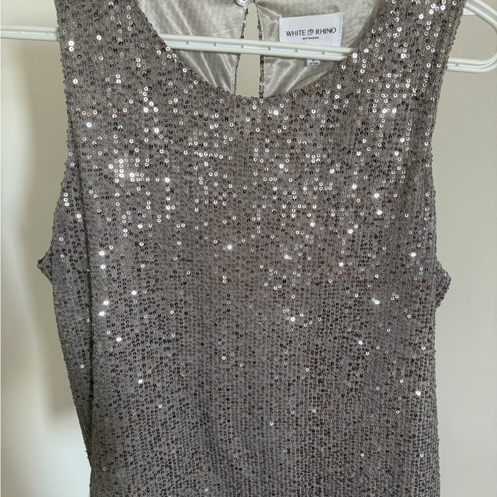Silver metallic sequin Top